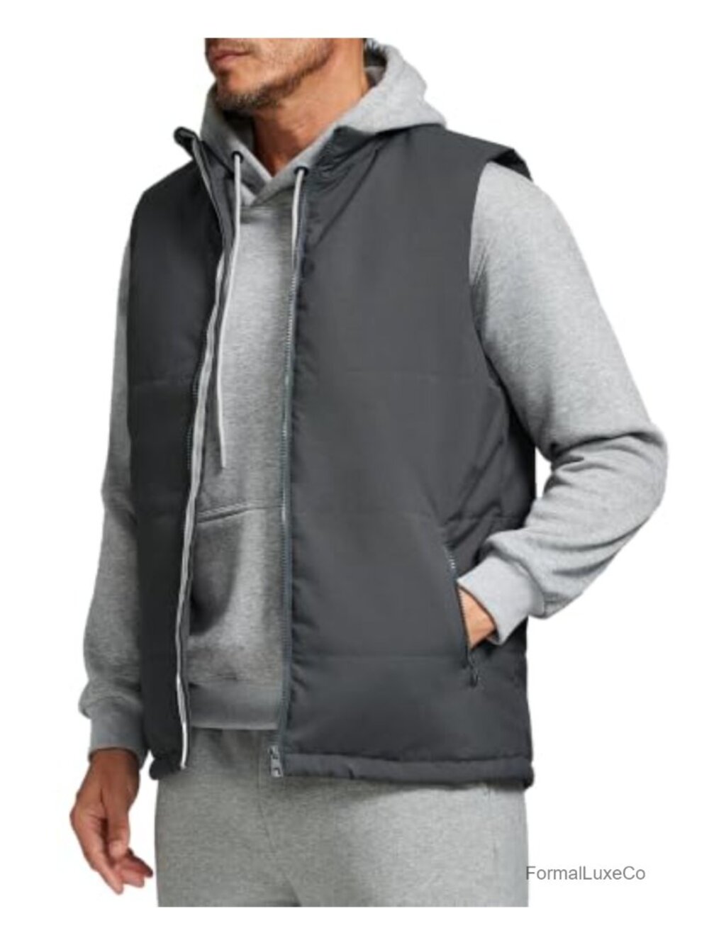 Men's Puffer Vest Water Resistant Zipper Casual Sleeveless Jacket Medium